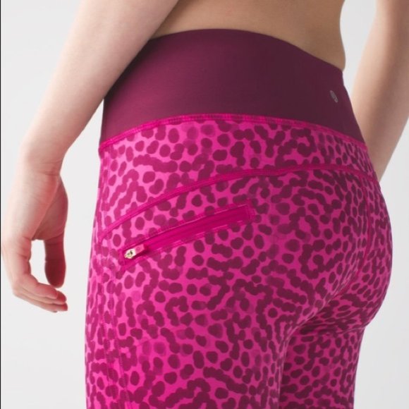 lululemon athletica Run: Top Speed Crop Pink Leopard Leggings - Picture 2 of 14